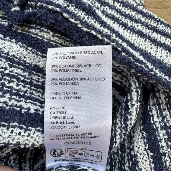 NWT Free People Bailey 3 Piece Sweater Set Skirt Top Terry Navy Blue White - Picture 13 of 16